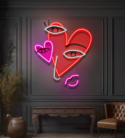 Abstract Face With Hearts Led Neon Sign Light