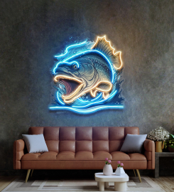 Aggressive Fish Counterattack Led Neon Sign Light Pop Art