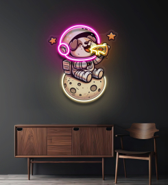 Astrodog Eat Pizza Led Neon Sign Light Pop Art