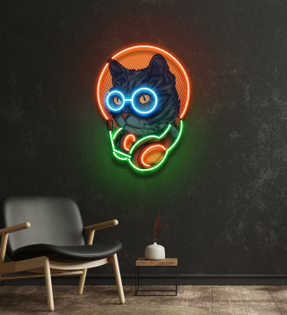 Cat Headphone Led Neon Sign Light Pop Art