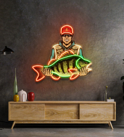 Colorful Fishing Led Neon Sign Light Pop Art