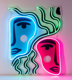 Colorful Two Faces Abstract Art Led Neon Sign Light