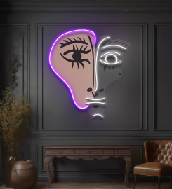 Face With Color Shape Led Neon Sign Light