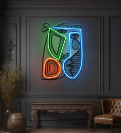 Face With Colorful Shape Led Neon Sign Light