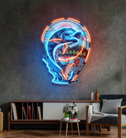 Fish Being Fished Led Neon Sign Light Pop Art