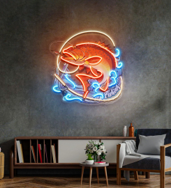 Fishing On Blue Waves Led Neon Sign Light Pop Art