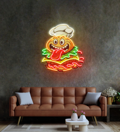 Funny Burger Chef Led Neon Sign Light Pop Art