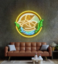 Goldfish In Round Frame Led Neon Sign Light Pop Art