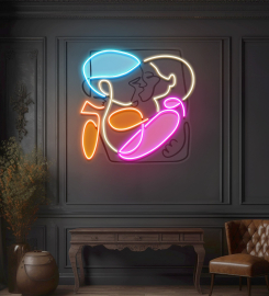 Kising Faces With Colorful Abstract Art Led Neon Sign Light