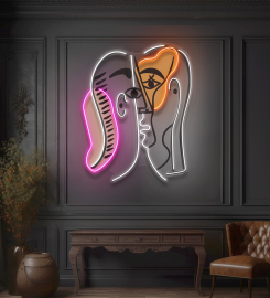 Man And Woman Faces Abstract Art Led Neon Sign Light