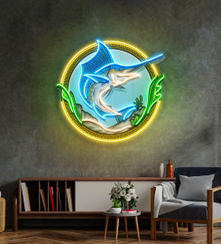 Pointed Fish In Round Frame Led Neon Sign Light Pop Art