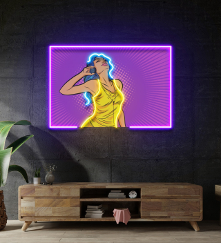 Women Listen Music Led Neon Sign Light Pop Art