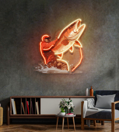 Young Man Fishing Led Neon Sign Light Pop Art